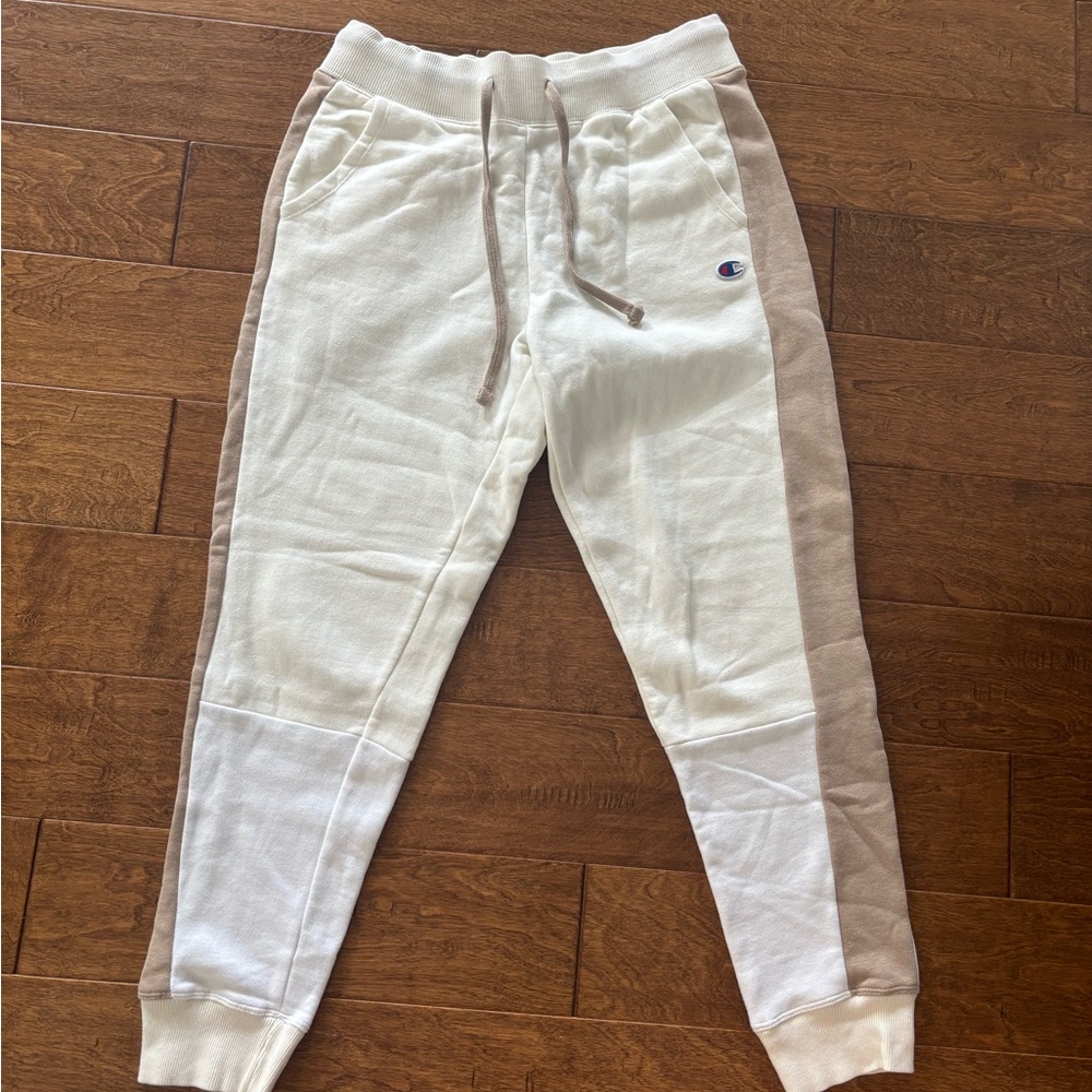Women’s Champion White and Tan Sweatpant Joggers